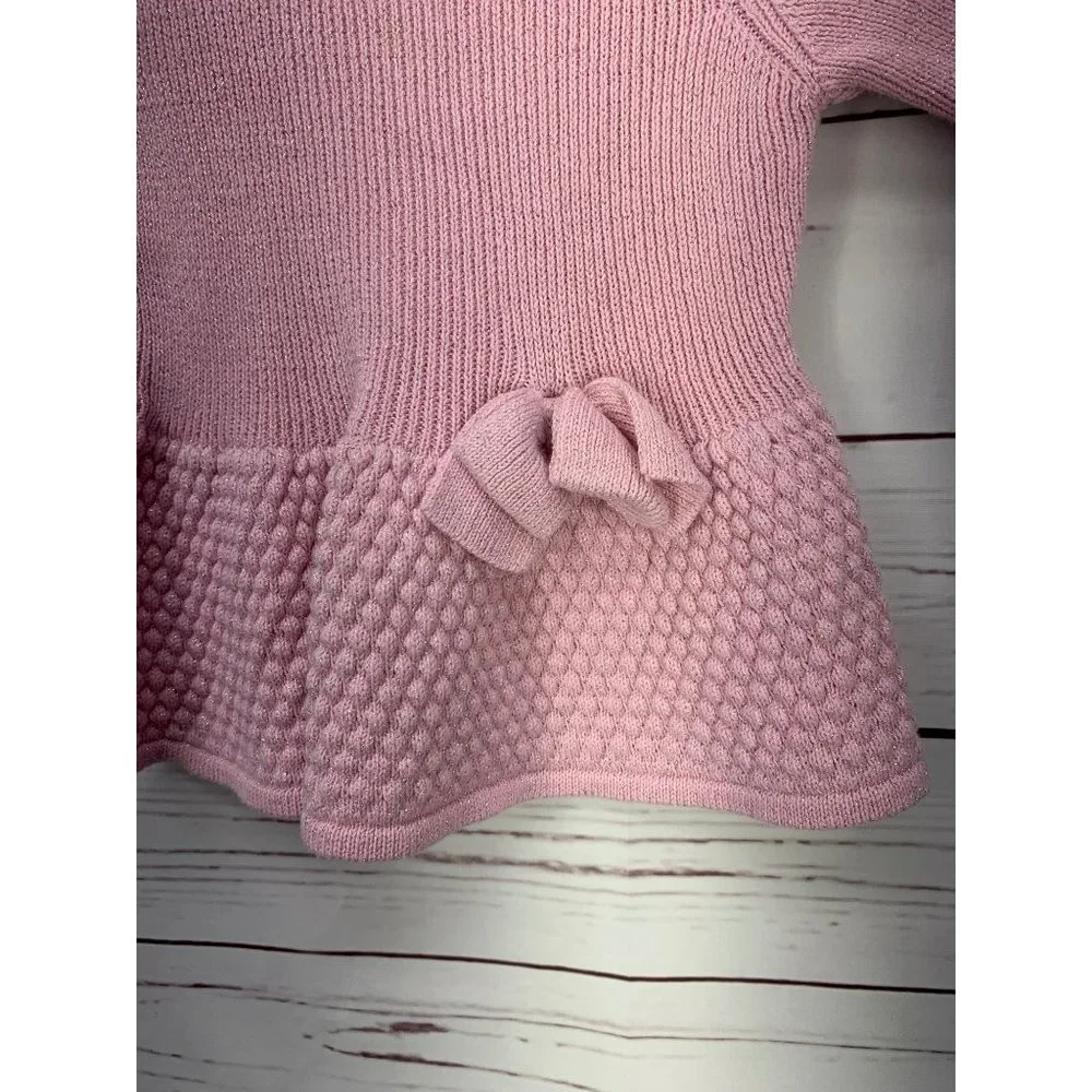 First Impressions 3-6‎ month long sleeve knit pink bow sweater dress
